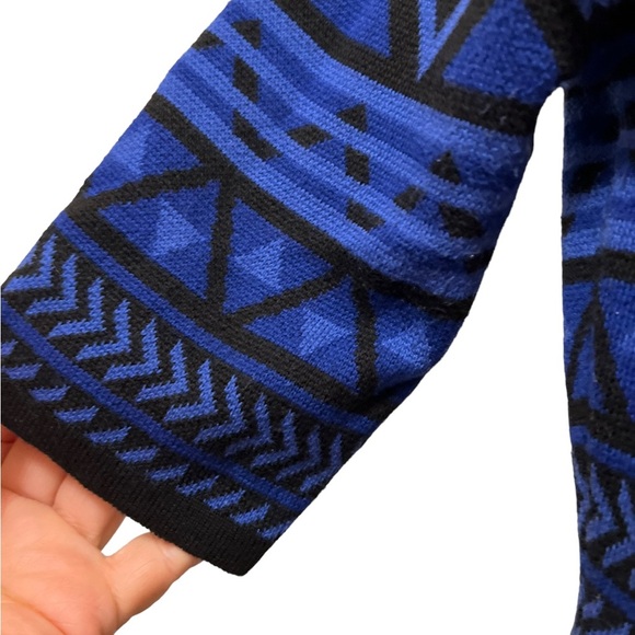 T O Blue and Black Geometric Sweater Dress Size S NWOT - Picture 3 of 8